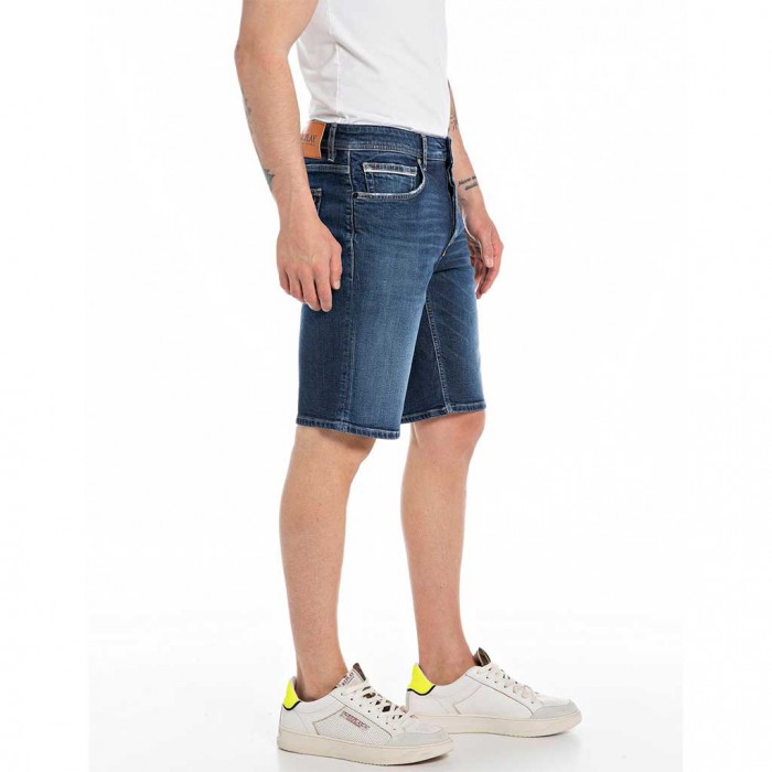 REPLAY STRAIGHT FIT GROVER BERMUDA SHORTS BLUE