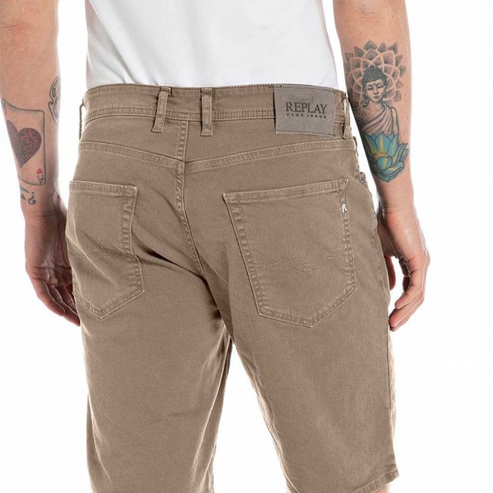 REPLAY STRAIGHT FIT GROVER BERMUDA SHORTS BEIGE