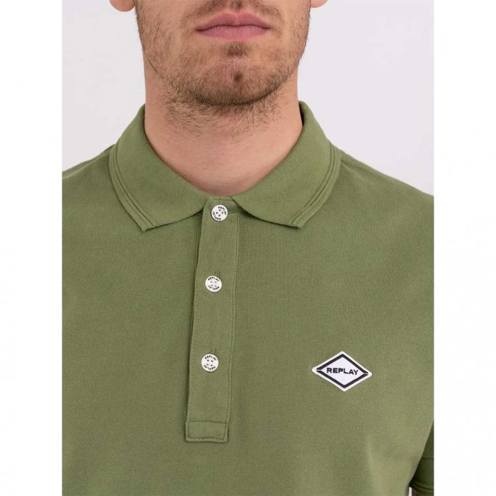 REPLAY PIQUÉ POLO SHIRT WITH PRINT GREEN