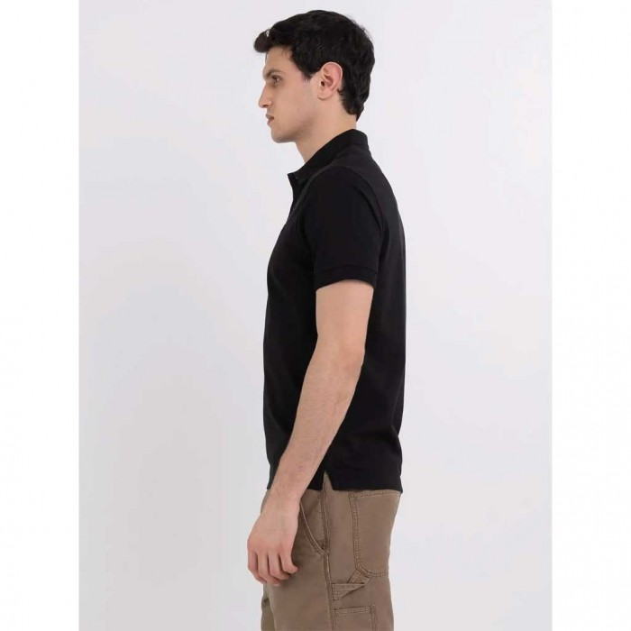 REPLAY SOLID-COLOURED JERSEY POLO SHIRT BLACK