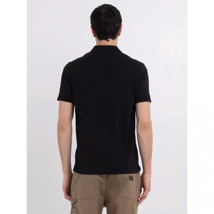 REPLAY SOLID-COLOURED JERSEY POLO SHIRT BLACK