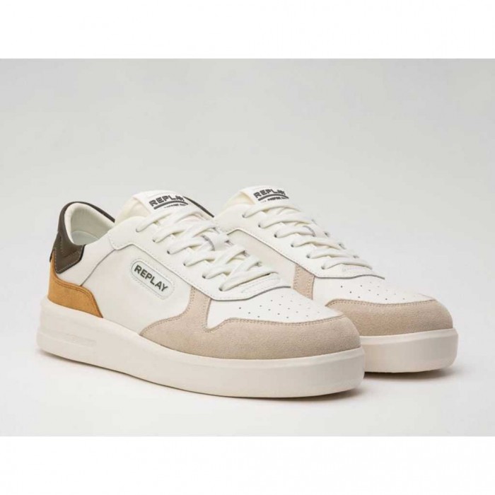 REPLAY UNIVERSITY M PRIME 2 LEATHER SNEAKERS WHITE/BEIGE