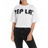 REPLAY CROPPED T-SHIRT WITH PRINT WHITE