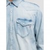 REPLAY WESTERN SHIRT WITH R EMBROIDERY LIGHT BLUE