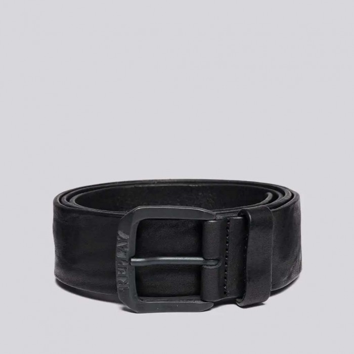 REPLAY VINTAGE LEATHER BELT BLACK