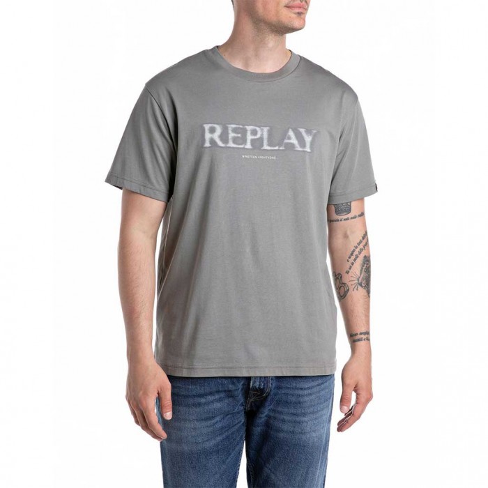 REPLAY MAN T SHIRT GREY/GREEN 1