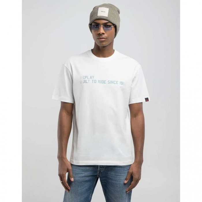 REPLAY RELAXED-FIT T-SHIRT WITH PRINT WHITE