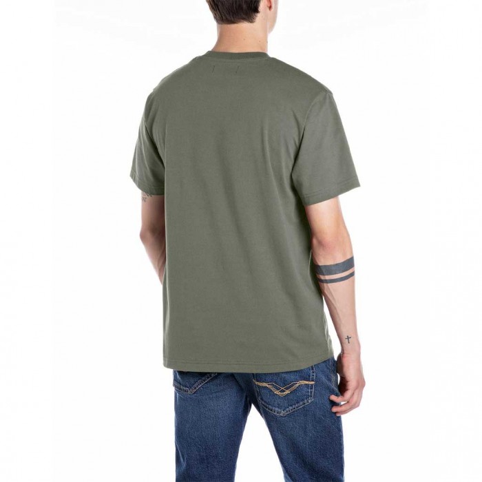 REPLAY REGULAR-FIT T-SHIRT WITH LETTERING GREEN