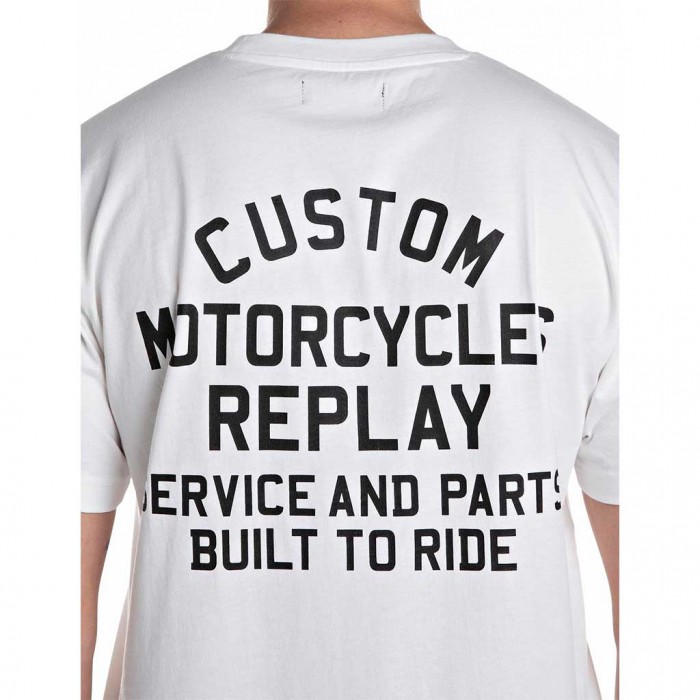 REPLAY T SHIRT MAN BACK PRINT LOGO WHITE