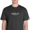 REPLAY MAN LOGO PRINT T SHIRT BLACK