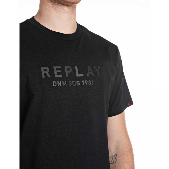 REPLAY MAN LOGO PRINT T SHIRT BLACK 1