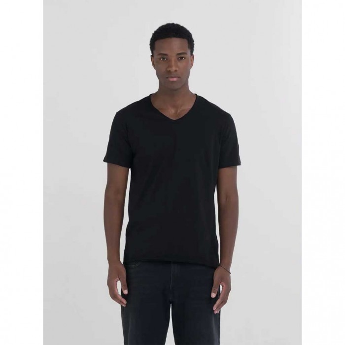 REPLAY COTTON V-NECK T-SHIRT BLACK