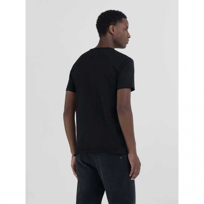 REPLAY COTTON V-NECK T-SHIRT BLACK