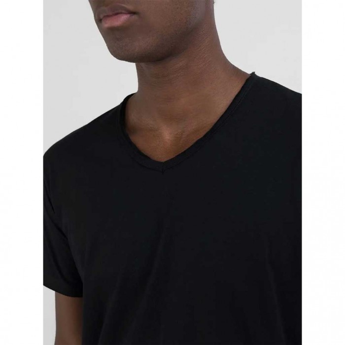 REPLAY COTTON V-NECK T-SHIRT BLACK