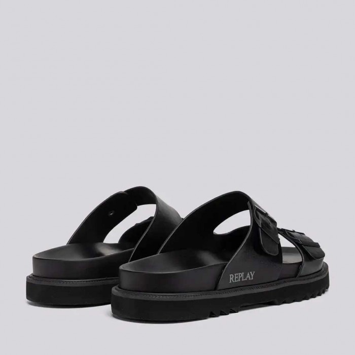 REPLAY HALLAN CITY DOUBLE-BAND SANDALS BLACK