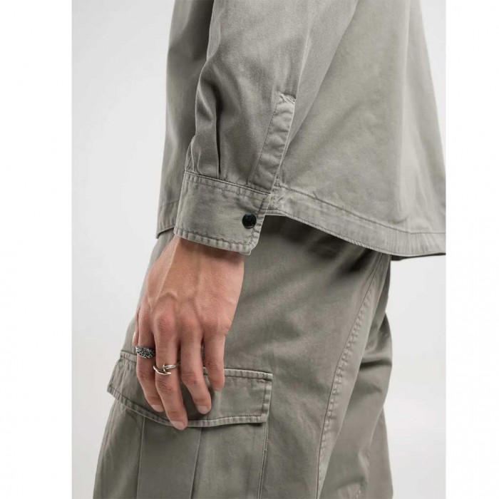 REPLAY RELAXED-FIT COTTON SHIRT GREY MILITARY