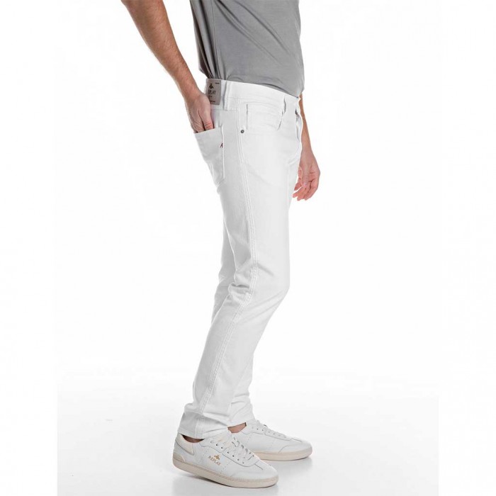 REPLAY MAN JEAN SLIM FIT ANBASS WHITE