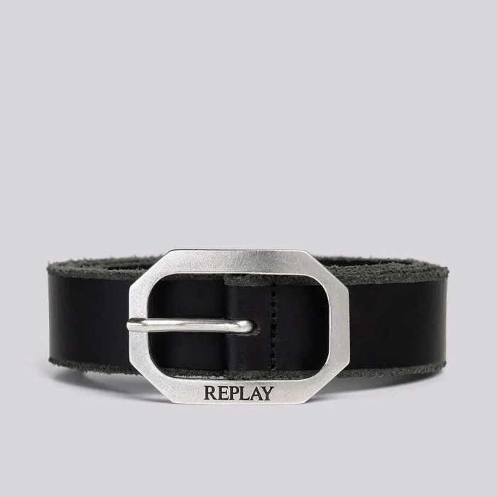 REPLAY BELT WITH OCTAGONAL BUCKLE BLACK