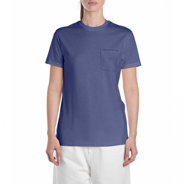 REPLAY REGULAR-FIT T-SHIRT WITH BREAST POCKET BLUE