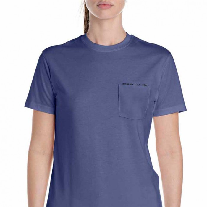 REPLAY REGULAR-FIT T-SHIRT WITH BREAST POCKET BLUE