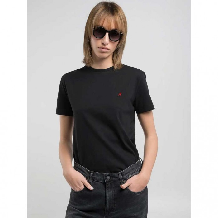 REPLAY REGULAR-FIT T-SHIRT WITH EMBROIDERY BLACK