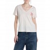 REPLAY WOMAN T SHIRT V NECK BEIGE