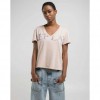 REPLAY COTTON T-SHIRT WITH MAXI-LETTERING PINK