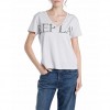 REPLAY WOMAN T SHIRT LOGO PRINT WHITE