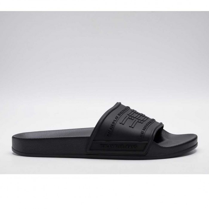 REPLAY UP GRAVEN 2 BRANDED SLIDERS BLACK 1
