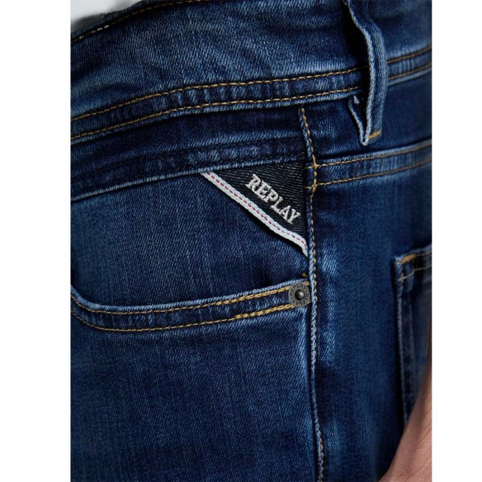 REPLAY GROVER STRAIGHT-FIT SHORTS BLUE