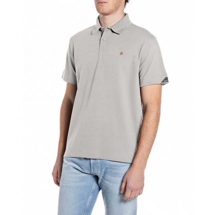 REPLAY MAN POLO T SHIRT LIGHT GREY