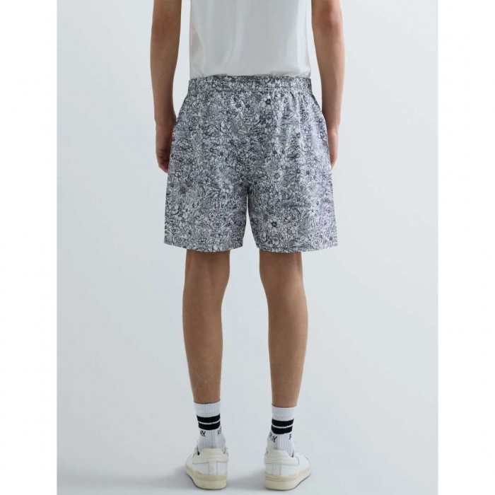 REPLAY RECYCLED FABRIC SWIM SHORTS WITH FLOWER PRINT BLACK/WHITE