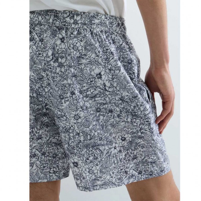 REPLAY RECYCLED FABRIC SWIM SHORTS WITH FLOWER PRINT BLACK/WHITE