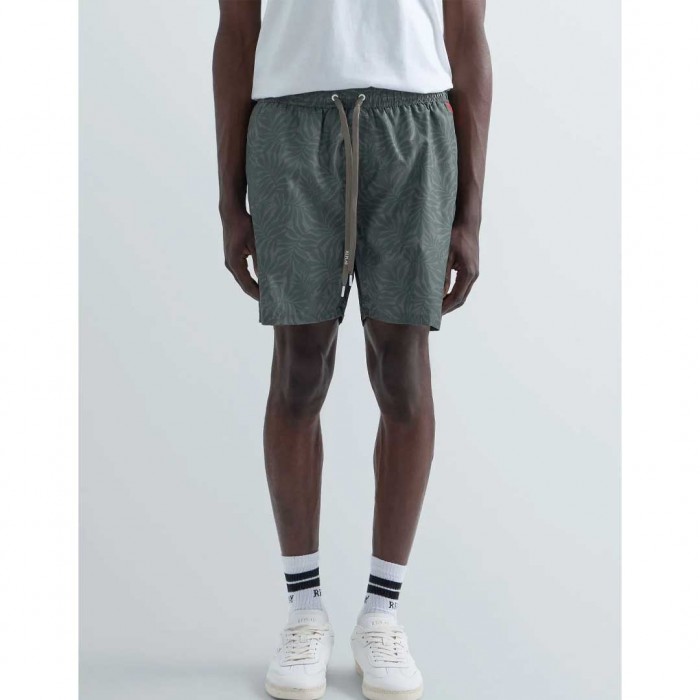 REPLAY RECYCLED FABRIC SWIM SHORTS WITH LEAF PRINT GREEN