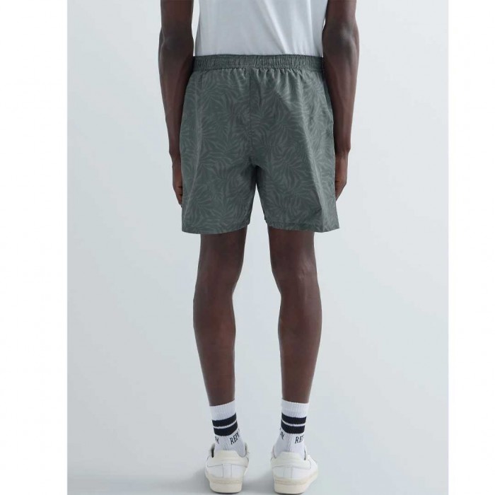 REPLAY RECYCLED FABRIC SWIM SHORTS WITH LEAF PRINT GREEN
