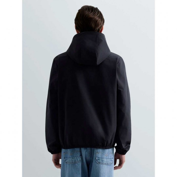 REPLAY JACKET WITH HOOD AND R LOGO DARK BLUE REPLAY JACKET WITH HOOD AND R LOGO DARK BLUE