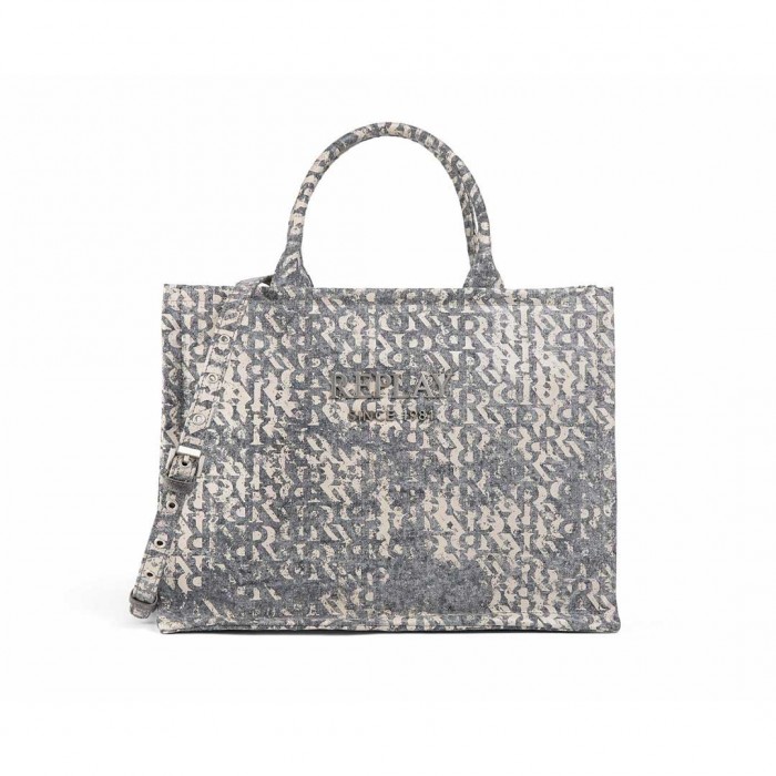 REPLAY WOMAN BAG LOGO R ECRU