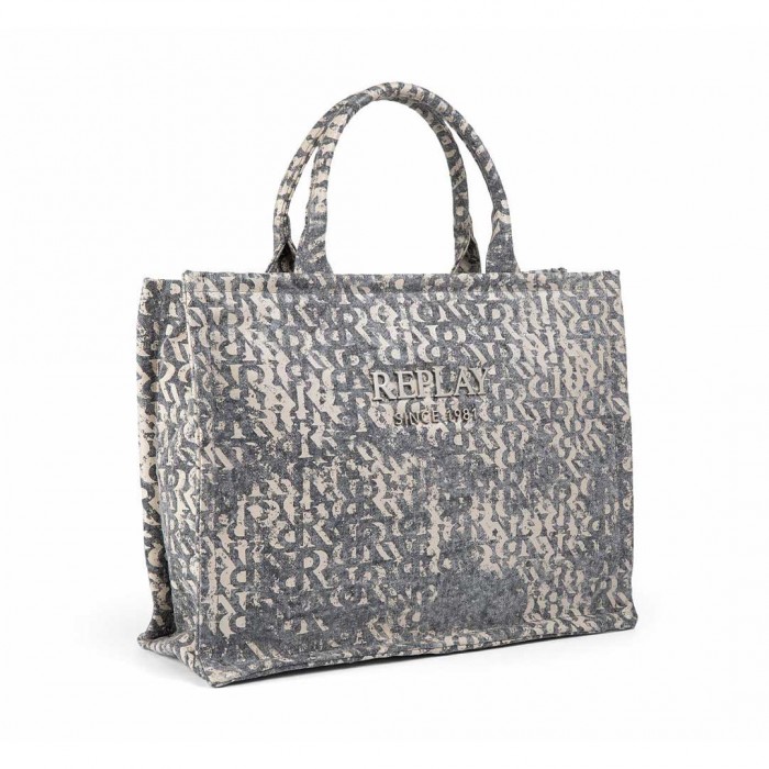 REPLAY WOMAN BAG LOGO R ECRU