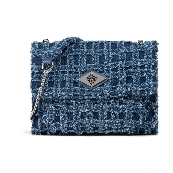 REPLAY WOMAN SHOULDER BAG JEAN BLUE