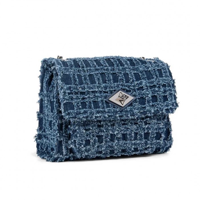 REPLAY WOMAN SHOULDER BAG JEAN BLUE