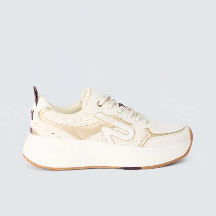 REPLAY SISTER EMELI LUXE LTH LEATHER AND MESH SNEAKERS WHITE