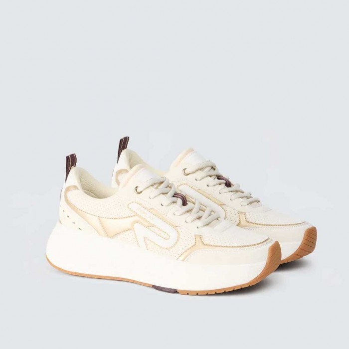 REPLAY SISTER EMELI LUXE LTH LEATHER AND MESH SNEAKERS WHITE