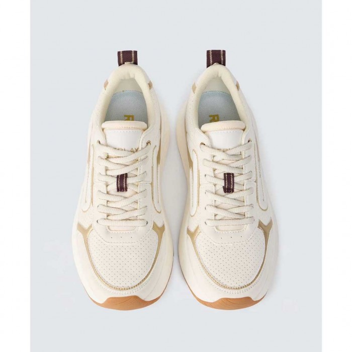 REPLAY SISTER EMELI LUXE LTH LEATHER AND MESH SNEAKERS WHITE