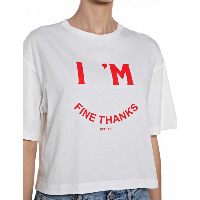 REPLAY WOMAN CROP T SHIRT WHITE
