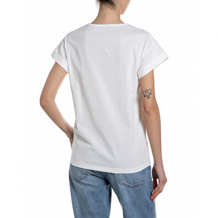 REPLAY WOMAN T SHIRT LOGO PRINT WHITE 1