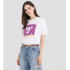 REPLAY ROSE LABEL CREWNECK T-SHIRT WITH PRINT WHITE