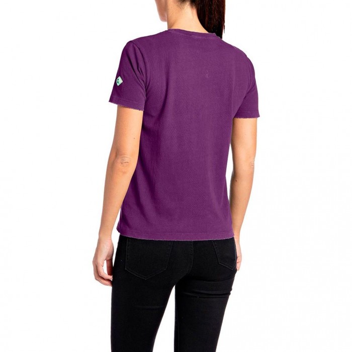 REPLAY SLIM FIT T-SHIRT WITH VINTAGE PRINT PURPLE