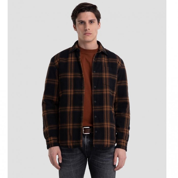 REPLAY CHECKED FLANNEL SHIRT BLACK