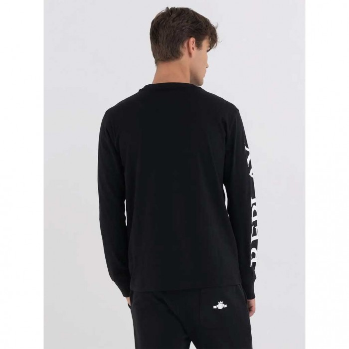 REPLAY LONG-SLEEVED T-SHIRT WITH PRINT BLACK