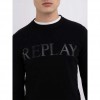 REPLAY SWEATER IN COTTON AND CASHMERE WITH PRINT BLACK